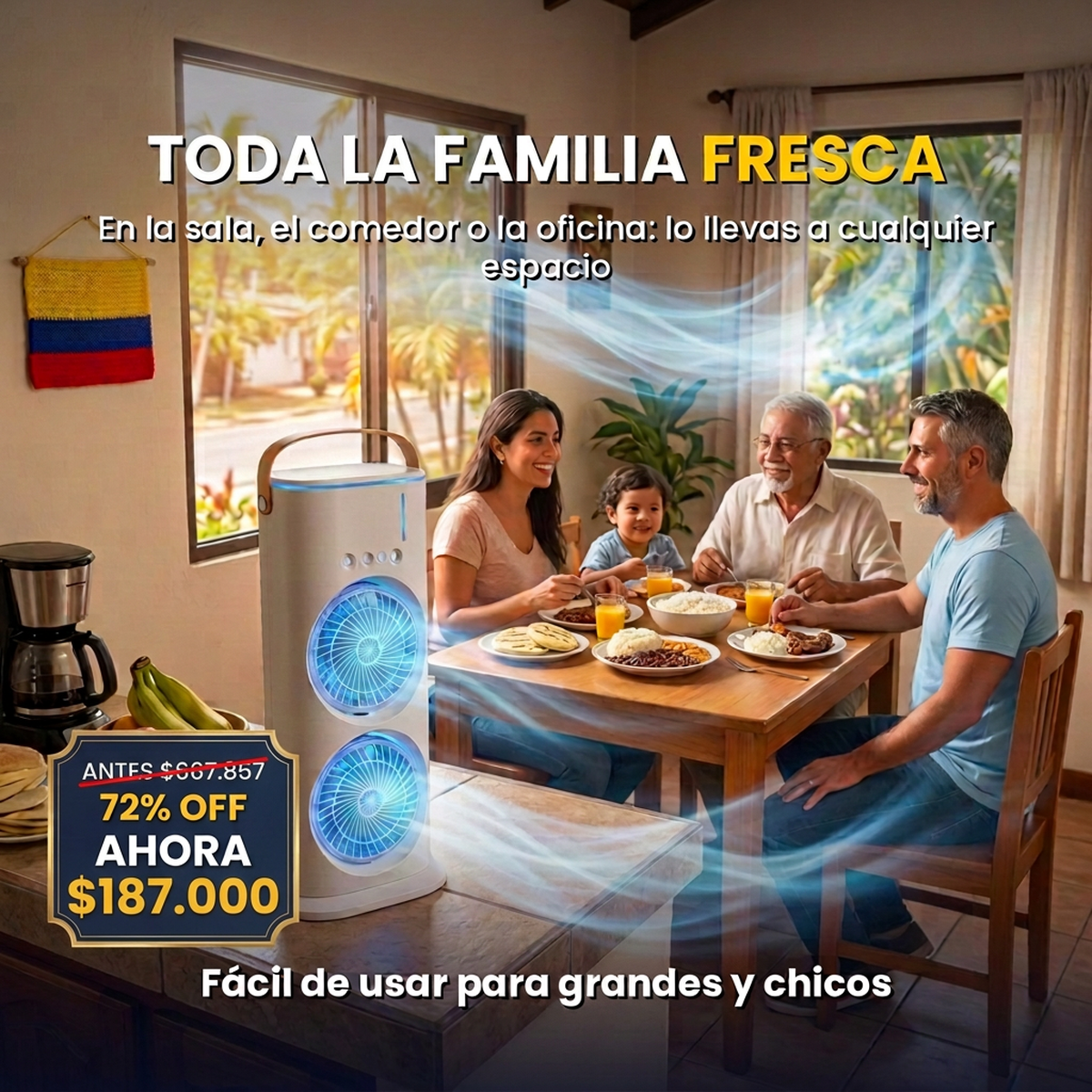 Ventilador De Torre Doble Aire Acondicio